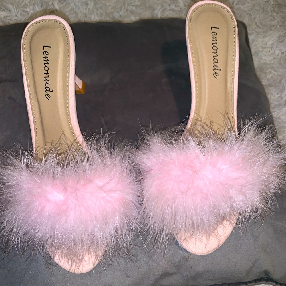 NWOT Lemon Pink Feather Slide Heels